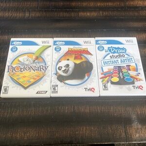 Nintendo Wii THQ Game Bundle - Pictionary, Kung Fu Panda 2, uDraw Studio